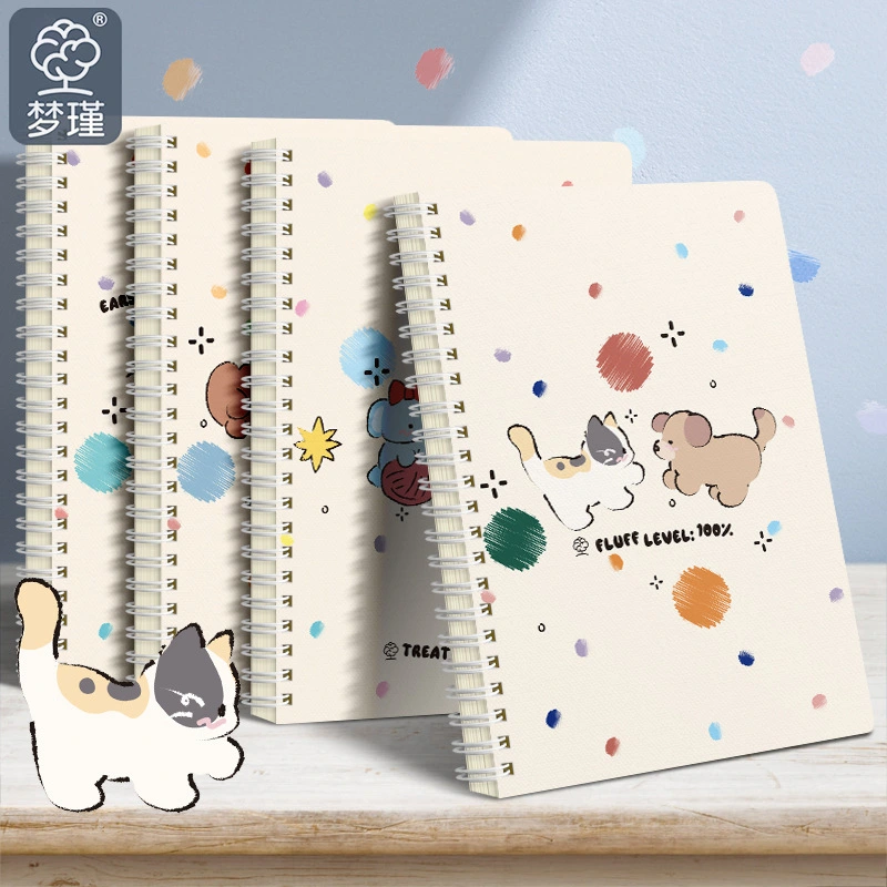 Spiral-bound notebook with a student-style cover